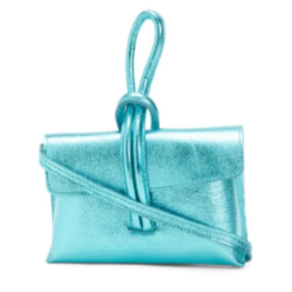 Made In Italy Leather Metallic Knot Crossbody Bag- NWT - Picture 1 of 5